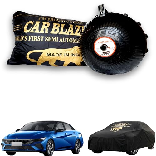 Image of CARBLAZER Portable & Semi-Automatic Full Body Car Covers: Heavy Duty Device| Anti-Theft| Dust & Scratch Proof | Water & Wind Resistant|Custom Fit| Dual-Side Cover, Compatible for Hyundai Elantra