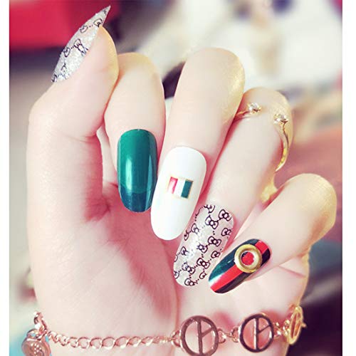 24pcs/Set Long False Nails Mix Color Women Full Cover Nail Art Decoration Tip with Glue Fashion Style