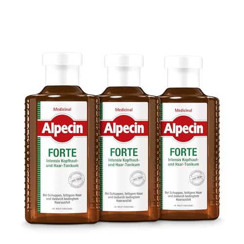 Alpecin Medicinal FORTE Tonikum - 3 x 200 ml - Wirksam gegen Schuppen und Haarausfall Lindert Kopfhautjucken Beruhigt Irritationen Ideal bei fettigem Haar mit Salicylsäure und