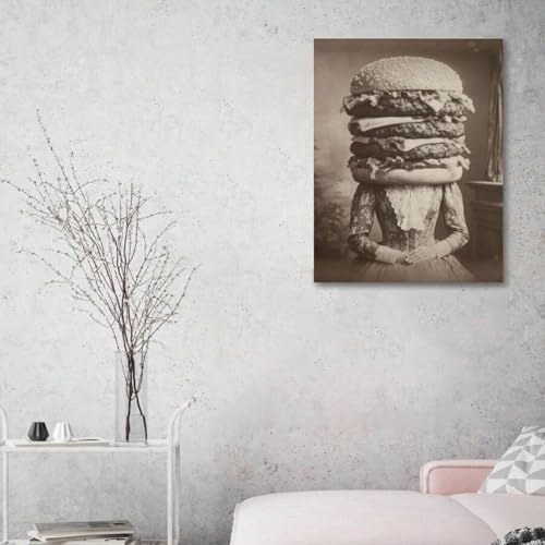 Tête de hamburger en affiche rétro pour réveiller une cuisine trop triste