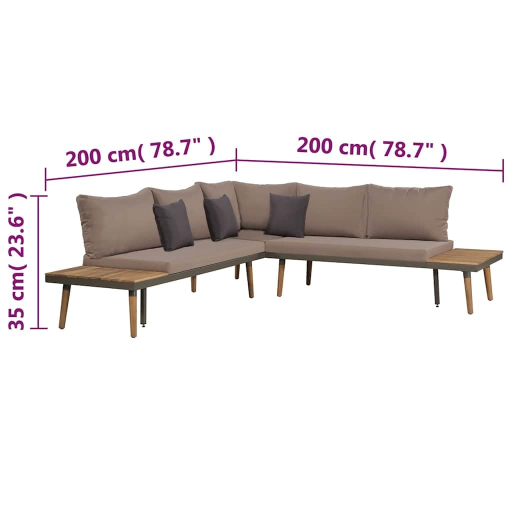 Set Divani da Giardino 4 pz in Legno di Acacia Marrone con Cuscini per Esterno Patio Relax Lounge Modulare Resistente a Atmosfera e Uso Esterno per Famiglia e Ospiti