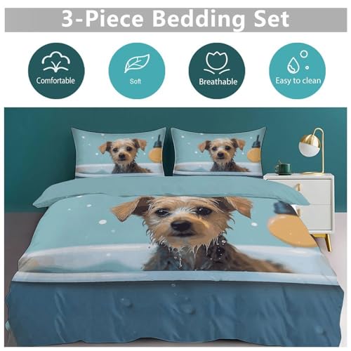 Housse de couette pour grand lit motif chien amusant 3 pièces 228x228cm - 6