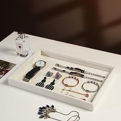 Image of Coward 2Pcs /Set Stackable Jewerlry Organizer Tray Beige Velvet Blank Tray Holder for Beads Bracelets Necklaces Earrings Store Selling or Home Show