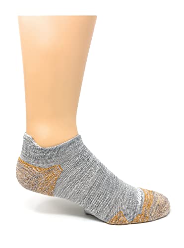 Warrior Alpaca Socks - Max Endurance Cushioned Tab Ankle Socks - Comfort Collection - Unisex (Grey/Gold - Large)