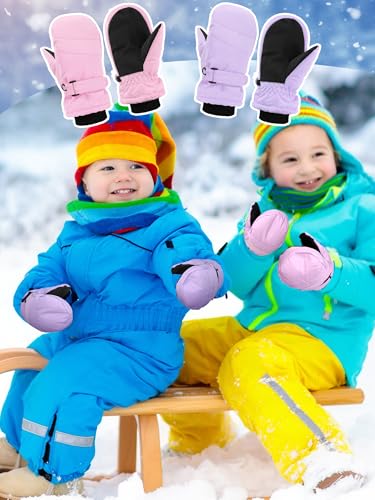 Image of SATINIOR Kids Snow Mittens Waterproof Winter Ski Gloves Warm Thicken Snow Gloves for Girls Boys