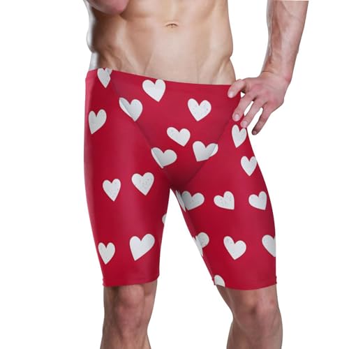 UMIRIKO Valentine's Day Heart Swim Jammers Swimsuit for Men XXL B0401244