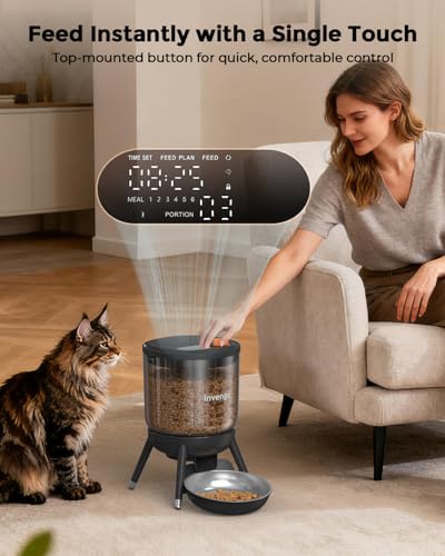 Invengo Automatic Cat Feeder with Timer, 3L Visible Hopper, One-Touch Feeding, Dual Power Supply, Anti-Bug Design – Automatic Cat Feeder for Cats & Small Dogs - Image 3
