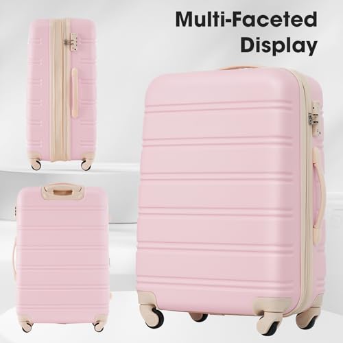 Luggage Set 2 Piece Suitcase Sets with Spinner Wheel,Lightweight Hardside Expandable Travel Laggage with TSA Lock,Suitcase with Travel Bag (Light Pink, 20" + 28")3