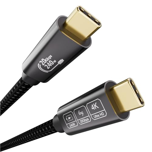 EUDOBEL Cable USB C 3m,USB C 3.2 Datos 20Gbps,PD3.1 48V/5A 240W Cable USB C Video 4K@144Hz 5K@60Hz para Thunderbolt 4/3,iPhone16,iPhone15,Switch,MacBook,USB C Monitor,SSD,VR