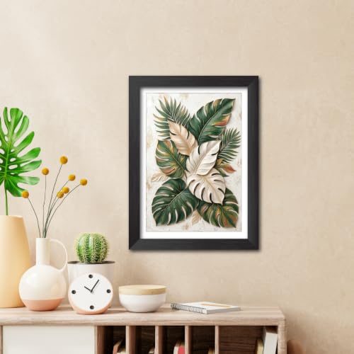 Image of TenorArts Monstera Plants Art 3D Clay Textured Digital Art Print Photo Frame, Modern Art Abstract Painting For Bedroom Living Room Home and Cafe Decor | Minimal Drawing Black Framed Posters for Decoration (9x12 inches) [CL-F06]