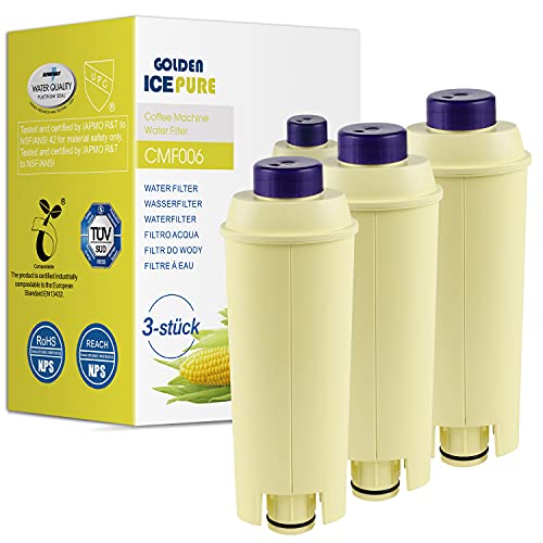 GOLDEN ICEPURE Kaffeefilter Kompatibel mit DeLonghi DLSC002, SER3017 & 5513292811 3 Stück(Abbaubar) Cover
