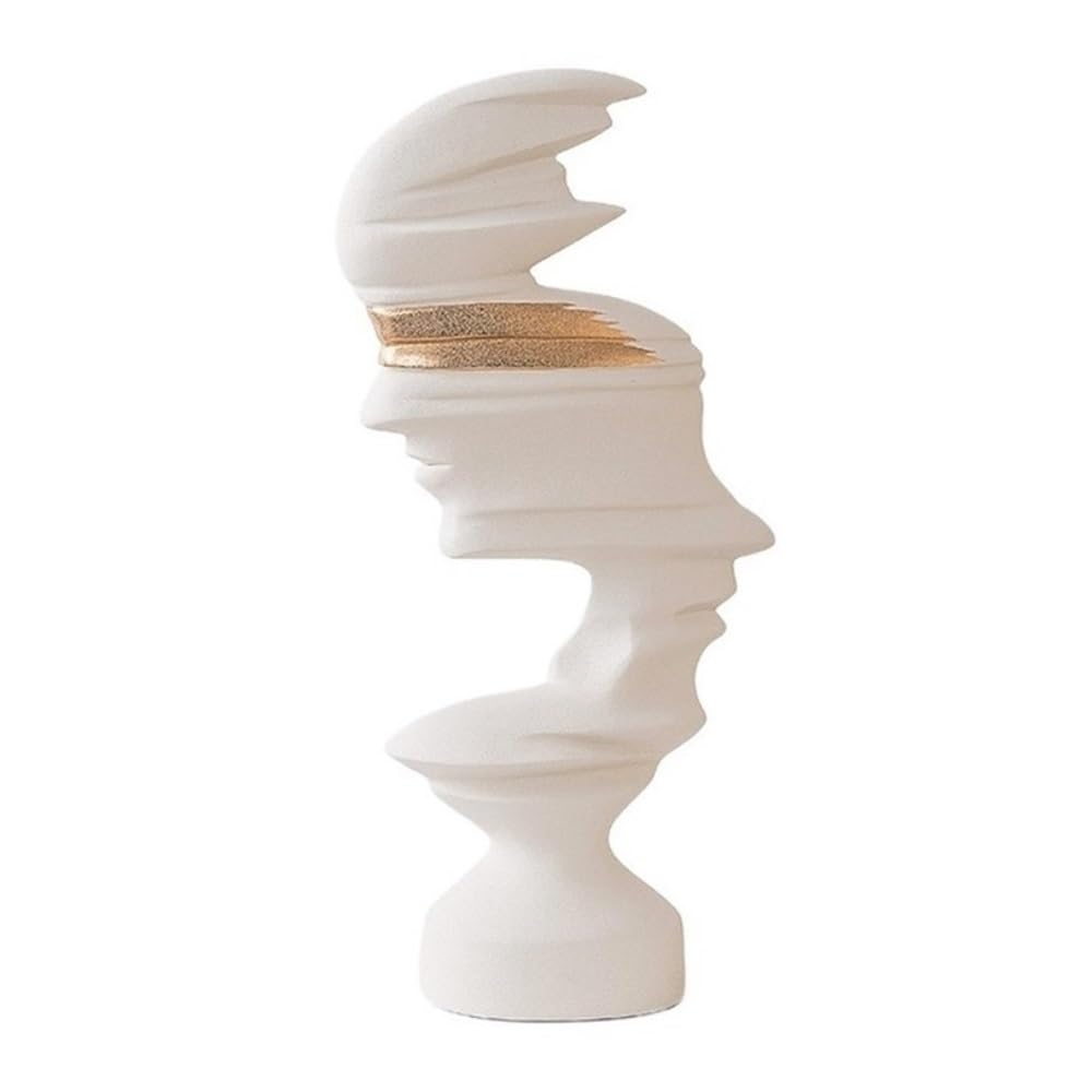 zhuyanbo007 Desk Statue, Black and White Matte Abstract Figure Ornaments Modern Simple Porch TV Cabinet Resin Sculpture Decoration(White)