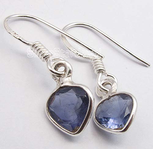 925 Fine Silver Facetted Iolite Earrings 1" Wholesale Jewelry Best Stores For Cyber2