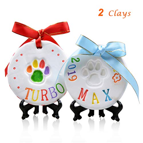 LOOBANI Pet Pawprint Keepsake Kit (2Packs)-DIY Clay Paw Print Memorial Impression Kits
