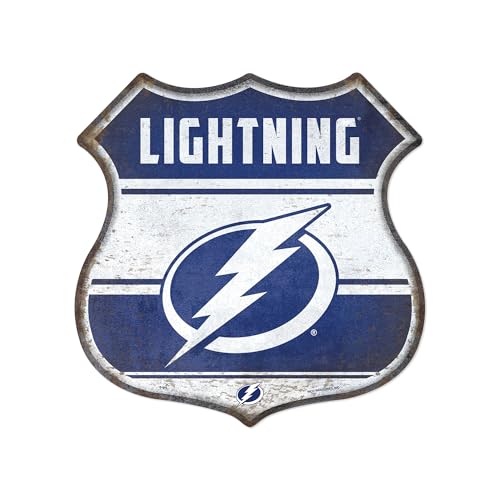 Rico Industries NHL Hockey Tampa Bay Lightning Rustic 11.5" Metal Route Sign