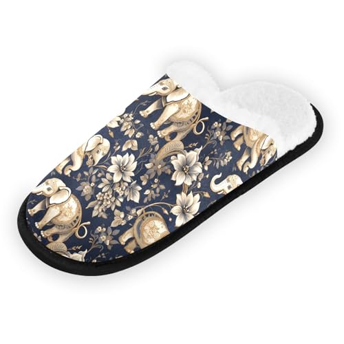 Retro Golden Cartoon Elephant Slippers For Women Men Soft Memory Foam Non-Slip Animal Winter Indoor House Shoes Travel Slipper2