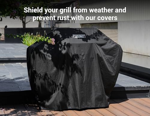 Image of Monument Grills Mesa Series, Outdoor Barbecue Stainless Steel 4 Burner Propane Gas Grill, 52,000 BTU Patio Garden Barbecue Grill with Side Burner and Knob Controls, Mesa425 with BBQ Cover