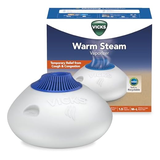 Vicks Warm Steam Vaporizer, Small to Medium Rooms, 1.5 Gallon Tank – Warm Mist Humidifier for Baby and Kids Rooms with Night Light, Works with Vicks VapoPads and VapoSteam