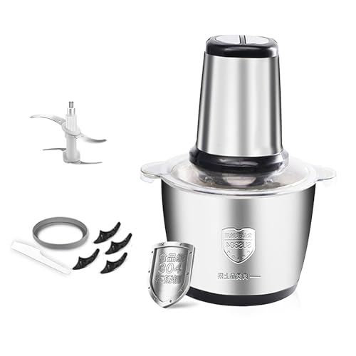 Picadora eléctrica de 300 W con 4 cuchillas extraíbles, 2 velocidades ajustables, mini licuadora picadora, acero inoxidable, para carne, frutas, frijoles, cebolla, hierbas, (negro)