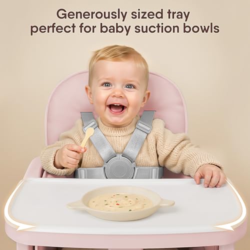 Image of Obee Odee 3-in-1 Portable Baby High Chair for Babies and Toddlers, Convertible Easy Clean Infant Foldable Highchair with Adjustable Legs & Dishwasher Safe Tray, Pink