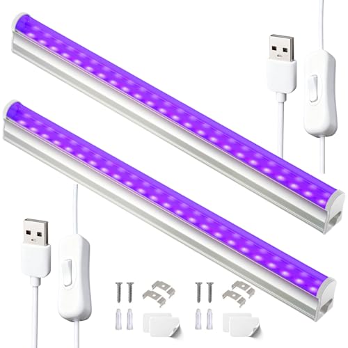 Smavolt Schwarzlicht Röhre 10W USB tragbar mit Schalter 385-400 nm UV Licht Schwarzlicht LED Bar für Halloween Party Disco Club Bar Körperkunst