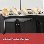 BLACK+DECKER 4-Slice Toaster, TR1410BD, Extra-Wide, 7 Shade Settings, Crumb Trays, Gloss Black - Image 3