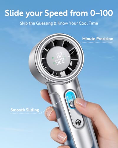 Image of Handheld Portable Fan, Adjustable Speed Powerful Mini Personal Fan, Rechargeable 5000mAh Battery Up to 18 Hours Runtime, Pocket Turbo Fan with Smart LED Display for Travel, Office, Outdoor