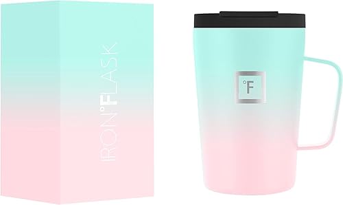 Miniatura 1 de IRON FLASK - Taza para café 2.0 con asa de 12onzas. A prueba de fugas, botella de acero inoxidable moderna con aislamiento al vacío de doble pared,