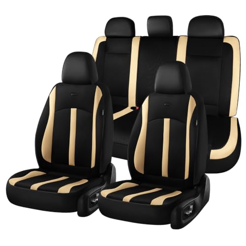 Image of FLORICH Car Seat Covers, Breathable Mesh Automotive Seat Cover Full Sets, Front Seat Covers and Back Seat Cover Universal Car Interior Protectors Cushion for Most Cars&SUV-Beige