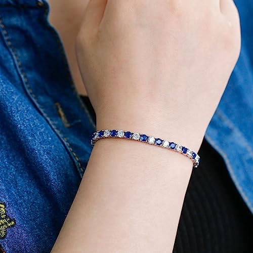 Kose 925 Sterling Silver Bracelets for Women and Men | 4mm Sapphire Ruby Emerald Cubiz Zirconia Classic Tennis Bracelet | Size 6.5-8 inches2