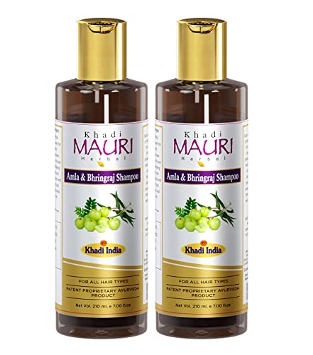 Khadi Mauri Herbal Amla Bhringraj Shampoo Range (2 x 210 ml), Brown