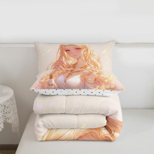 Image of Erosebridal Kawaii Girly Comforter Set 3D Anime Gifts Bedding Sets, Japanese Girl Bedding for Kids Girls Lady Women Aesthetic Princess Bedding Comforter Sets Twin Size