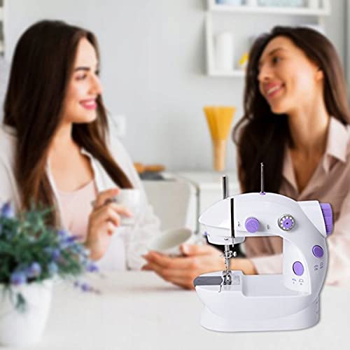 Retoo 230 V elektrische mini-naaimachine met 2 snelheden en voetpedaal, automatische naaiset met 2 garenspoelen, 2 lege spoelen en naald, automatische draagbare naaiset, wit - Image 8
