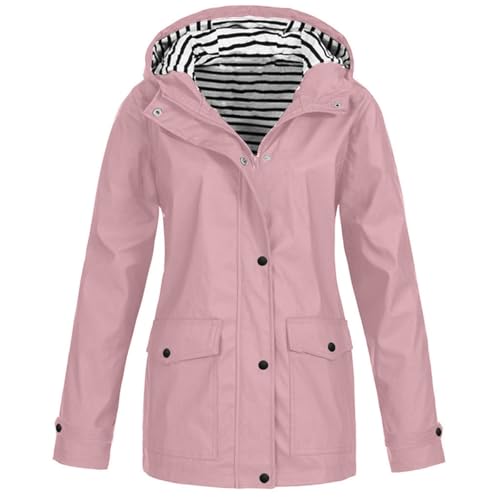 Veste Imperméable Femme Randonnée Capuche - Veste De Pluie Femme Zippé Mi Saison Ciré Coupe-Vent Grande Taille...