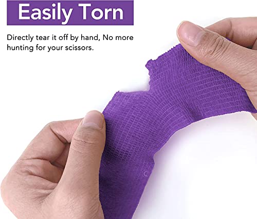 Image of A-Tape Cohesive Crepe (5cm X 4.5 mtr, Pack of 2) Elastic Self Adherent Crepe Bandage Breathable Self Adhesive Cohesive Bandage for Humans & Pets (Dogs, Cats, Birds) (5 cm) (Purple)