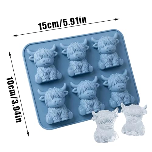 Molde de silicona para cubitos de hielo vaca Highland 3D miniatura 6