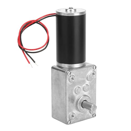 DC 12V Worm Gear Motor, High Torsion Speed Reduce Electric Motor Reversible Gear Reduction Electric Motor 8mm Shaft 12V(12V,50RPM)