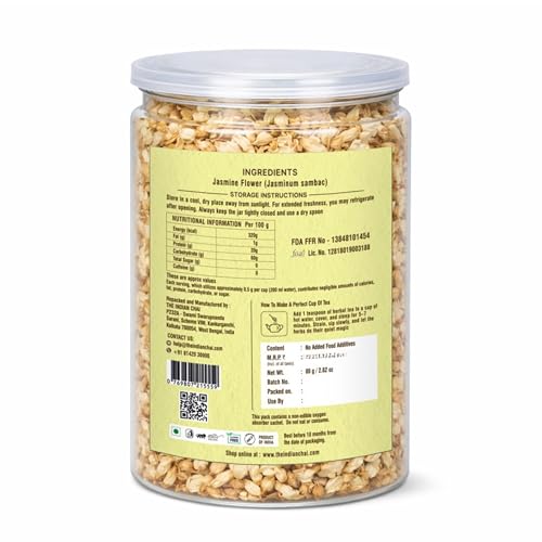 Image of The Indian Chai - Jasmine Flower Herbal Infusion 80g | May Support Heart Wellness and Digestion | Caffeine Free Floral Tea