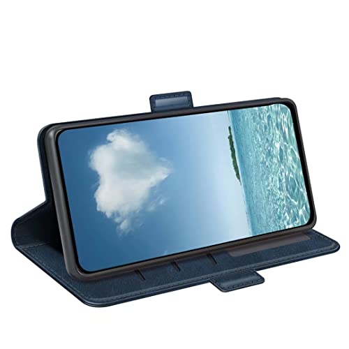 Coque Samsung Galaxy A06 en cuir de vachette véritable bleu à rabat