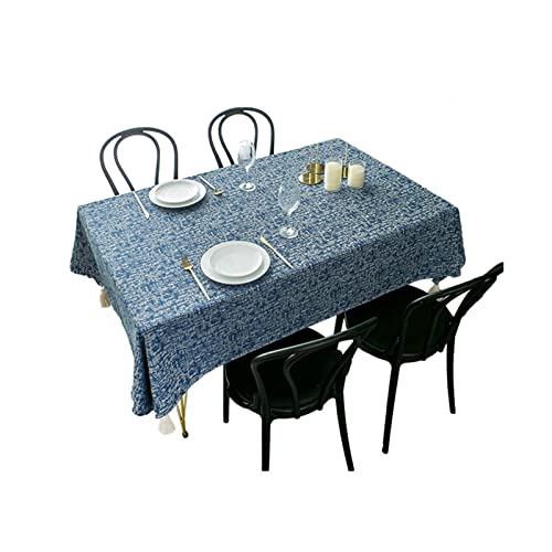 EHOMERY Sujeta Manteles De Mesa Mantel Y Servilletas Borla De Color Puro Simple Mantel Hippie Mesa Mantel Tela Servilletas Azul Marino Poliéster Protección De Decoración De Mesa 140X220Cm