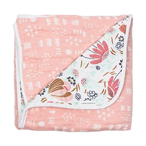 HonestBaby Manta acolchada a mano de algodón orgánico para bebé, Flower Power, talla única