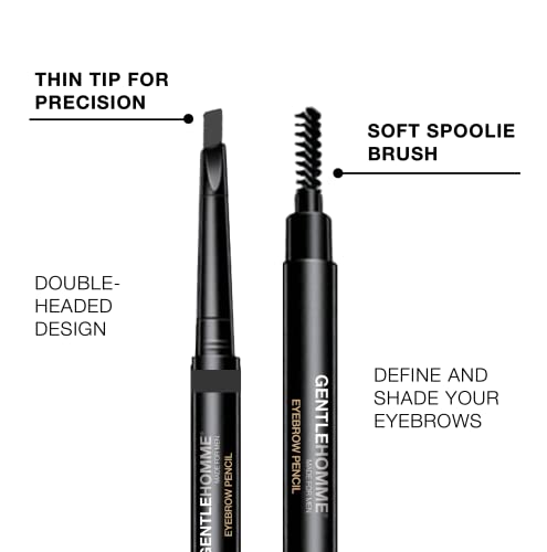 Gentlehomme Mens Eyebrow Pencil Black, Easily Shape Define Fill Eyebrows or Facial Hair, 2 in 1 brush and ultra-thin pencil - Image 4