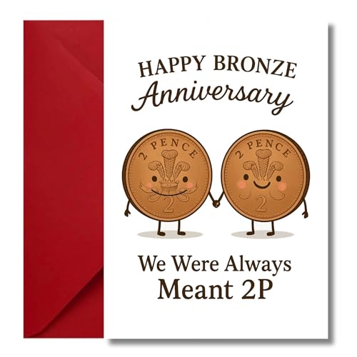 LimaLima Funny Bronze Anniversary Card 8th Wedding Anniversary We Were Always Meant 2P Cute Card for Husband Wife or Partner