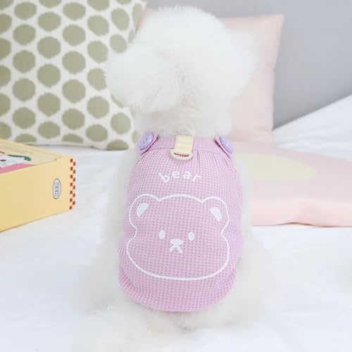 EMME 犬服 犬 Tシャツ 小中型犬服 可愛い ペットウェア 薄く袖なし 通気性 春夏 秋 スポーツ服 お散歩お出かけウェア ドッグウェア ベスト日焼き防ぐ 脱毛保護 犬用 洋服 涼やか通気性 家着 お散歩熊柄パープルL