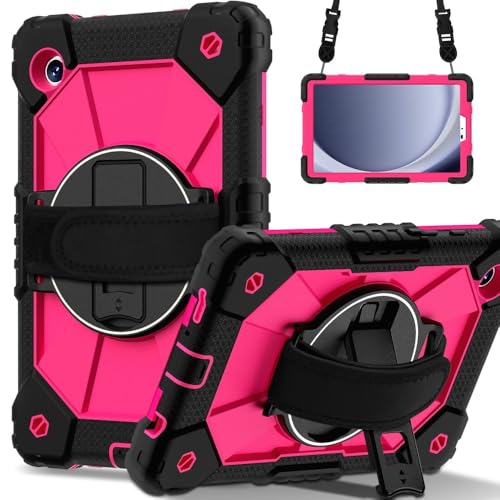 Étui pour Samsung Galaxy Tab A11 8.7 coque silicone rigide antichoc support noir rose vif