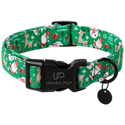 Image of Christmas Santa Claus Dog Collar, Cute Christmas Elk Collar for Puppy Girl Boy Dog, Adjustable Green Dogs Collars for Small Medium Large Dogs