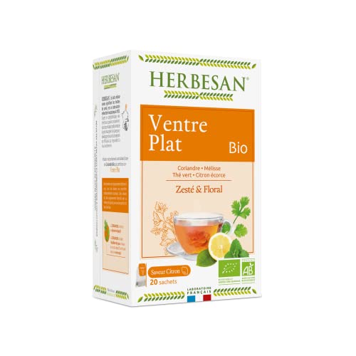 HERBESAN®- INFUSION CORIANDRE VENTRE PLAT BIO Coriandre, Thé vert, Mélisse, Ecorce de citron - 20 sachets Cover