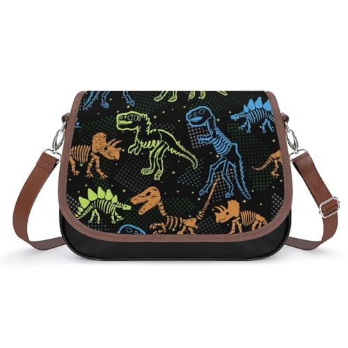 Women's Handbags Dinosaurs Skeleton Spacious Multi-Pocket Shoulder Bags Outdoor Hook-and-Loop Crossbody Bags