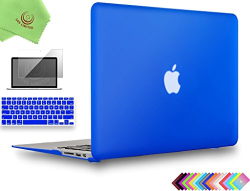 UESWILL Compatible with 3in1 Smooth Matte Hard Shell Case Cover for 2010-2017 Release MacBook Air 13 inch Model A1466 A1369 + Keyboard Cover and Screen Protector, Royal Blue