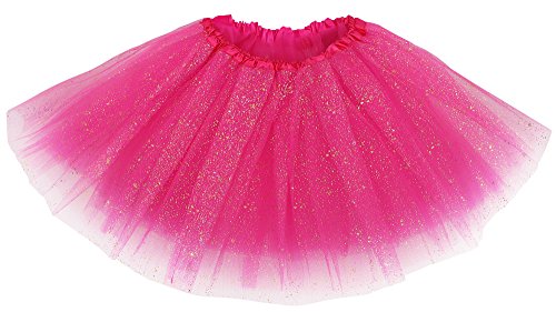 Tutu rose à sequins pour femmes classique jupe de ballet à 3 couches de tulle et taille élastique